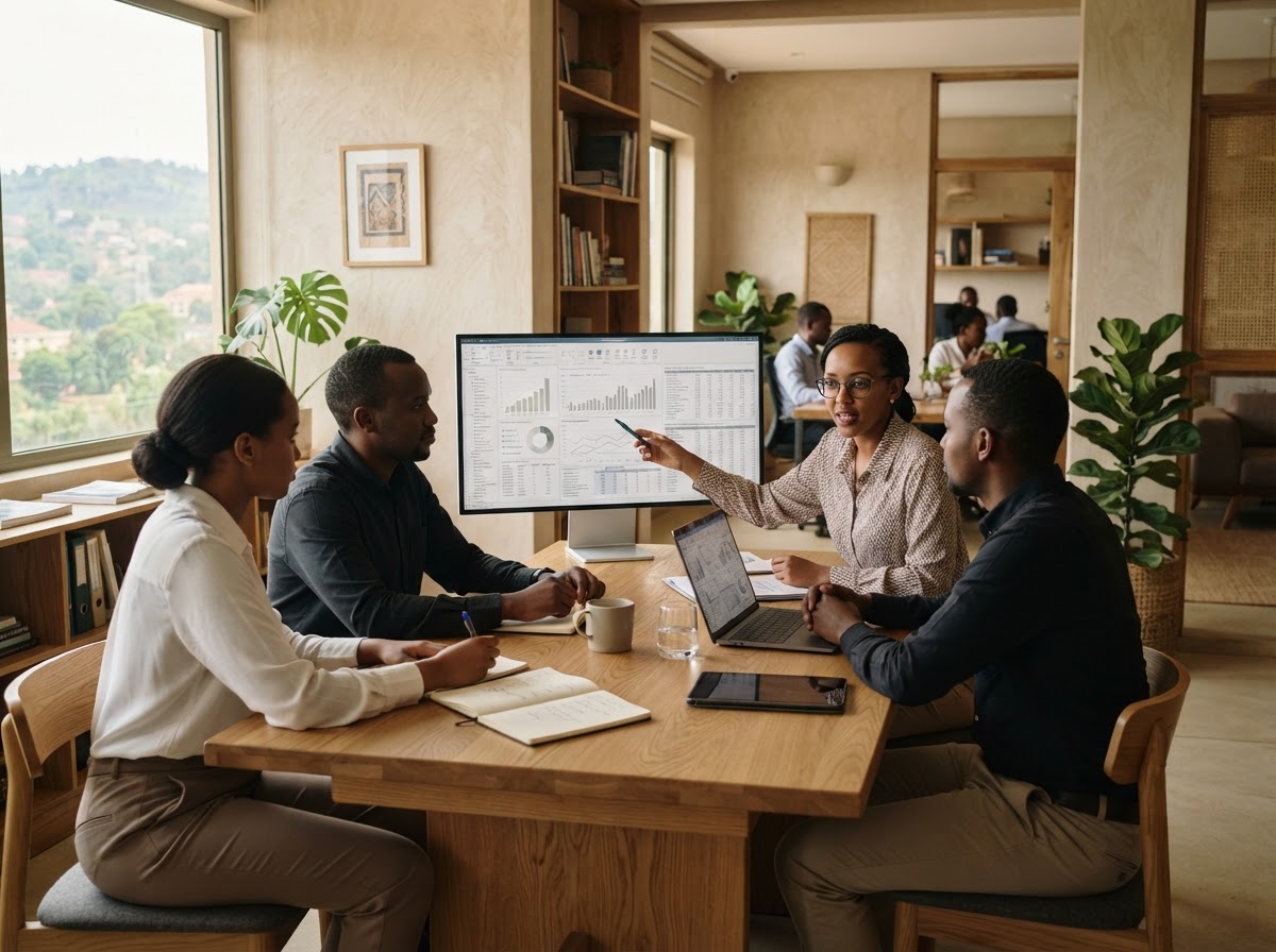 Prime Yieldarion team reviewing predictive financial models and data reports